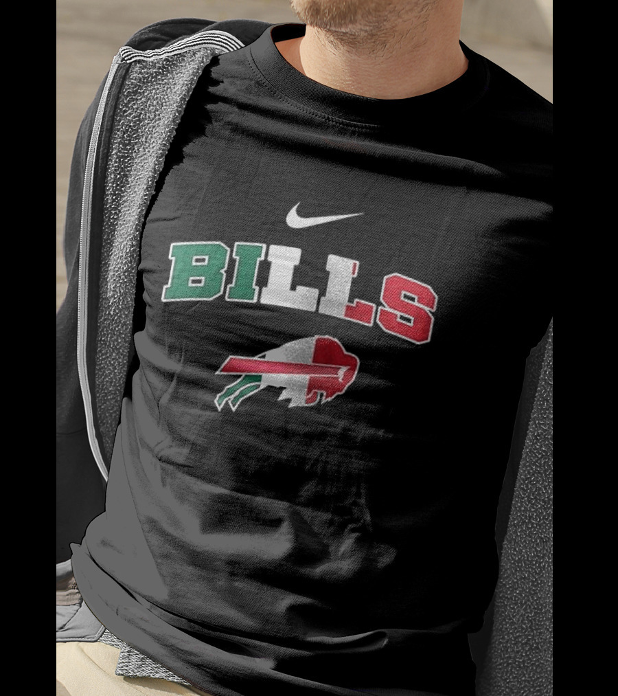Nike Buffalo Bills Italia Green White Red Football Fan T-Shirt