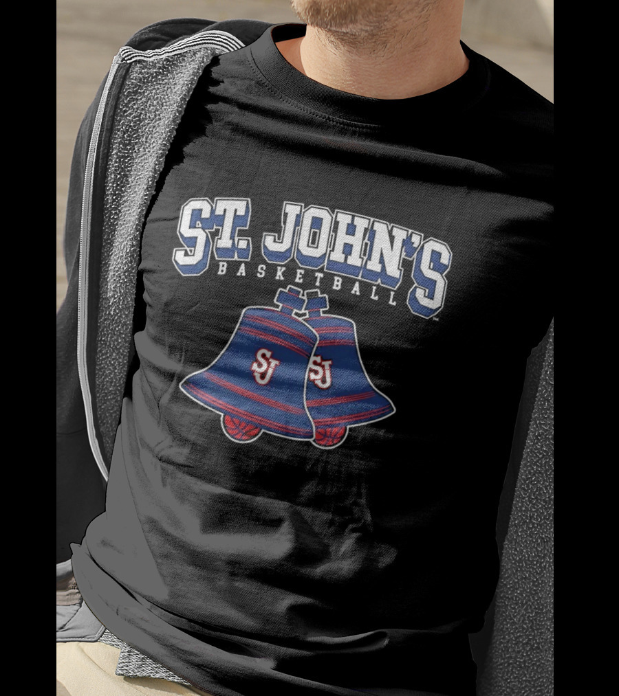 St. John's Basketball SJ Blue And Red Bell Hoops T-Shirt