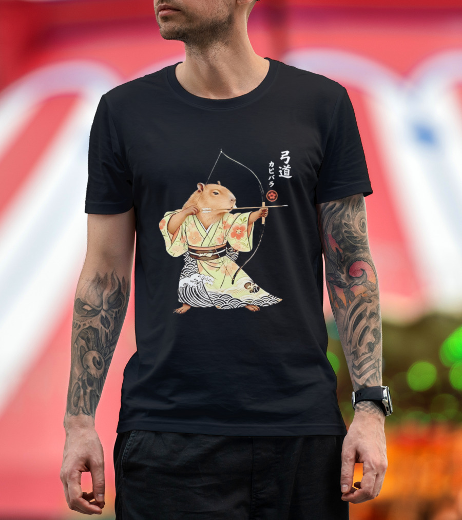 Capybara Kyudo Samurai Archery Japanese Animal T-Shirt