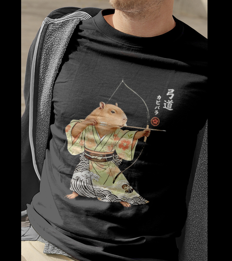 Capybara Kyudo Samurai Archery Japanese Animal T-Shirt