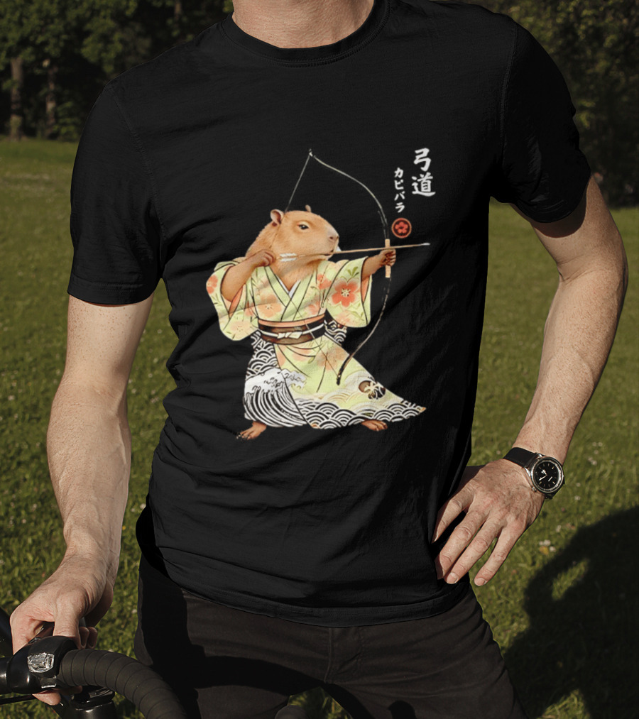 Capybara Kyudo Samurai Archery Japanese Animal T-Shirt