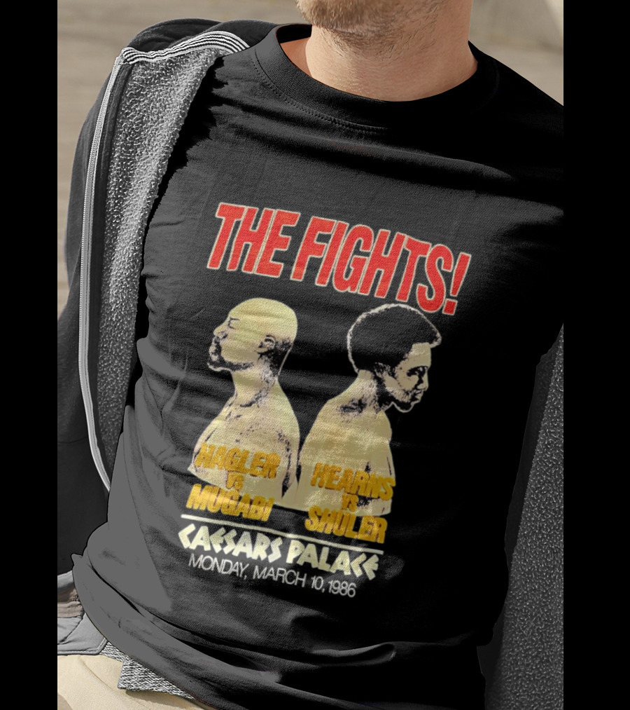 The Fights Hagler Vs Abi Hearns Vs Shuler Caesars Palace 1986 T-Shirt