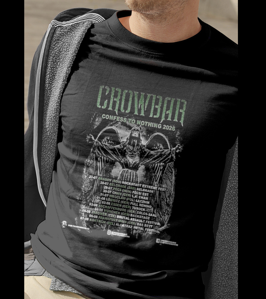 Crowbar Confess To Nothing 2026 Tour Dates Skull T-Shirt