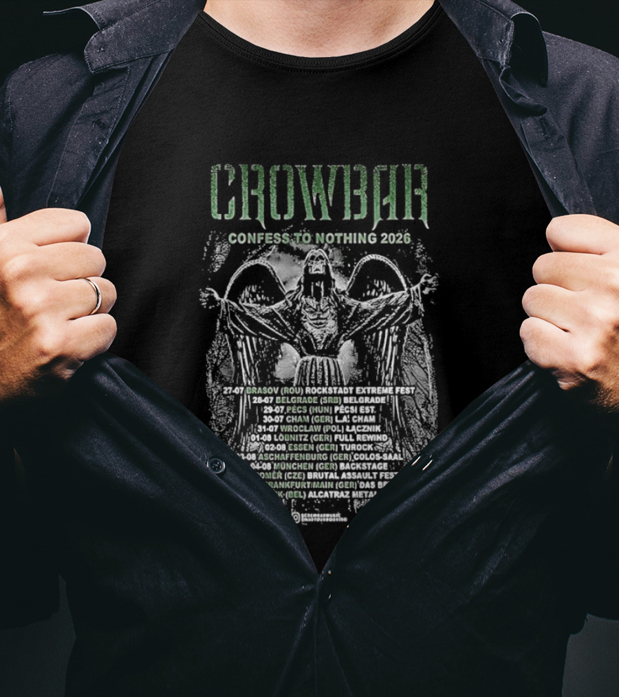 Crowbar Confess To Nothing 2026 Tour Dates Skull T-Shirt
