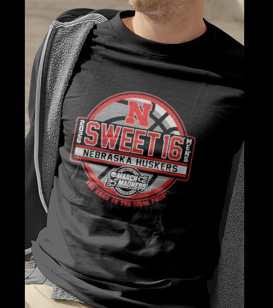 Nebraska Huskers Sweet 16 March Madness Men's Basketball Road To Final Four 2026 T-Shirt