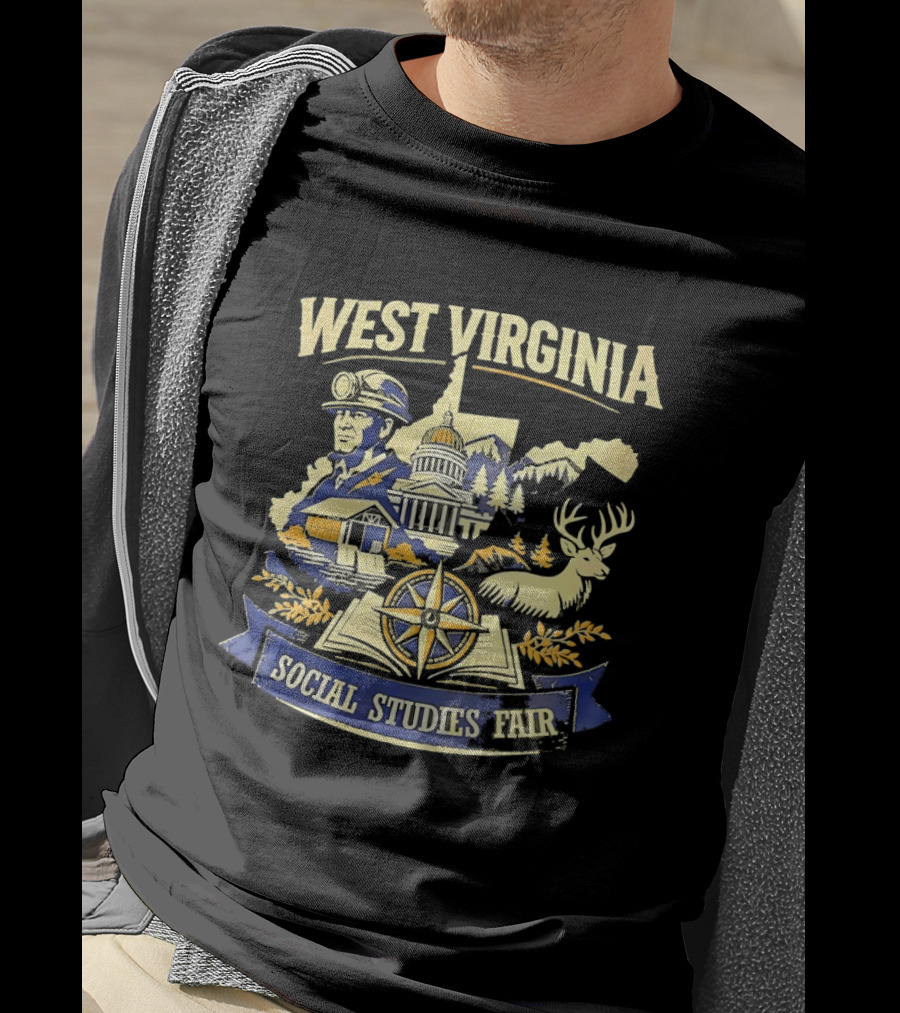 West Virginia Social Studies Fair Explorer Heritage Compass Deer Event T-Shirt
