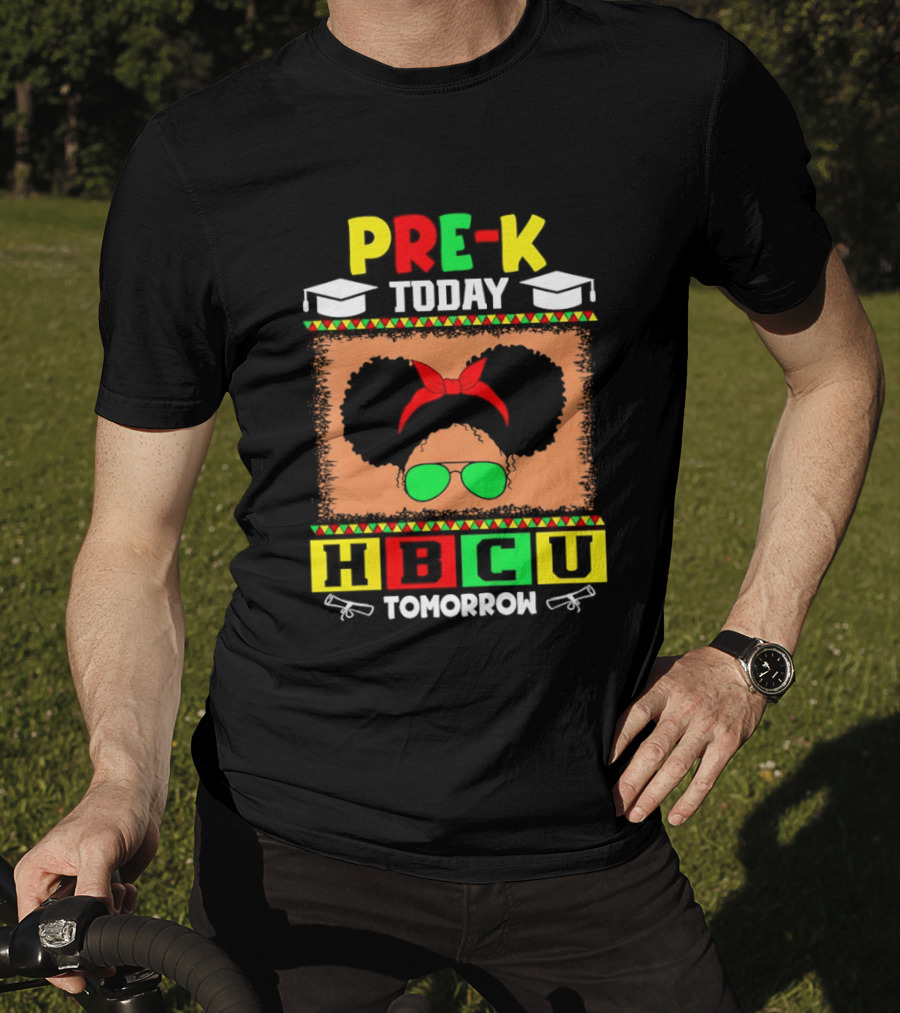 Pre K Today HBCU Tomorrow Graduation Caps Green Red Yellow Blocks T-Shirt