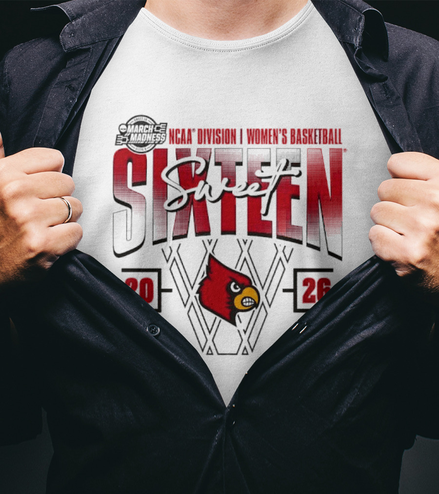 March Madness 2026 NCAA Sweet Sixteen Louisville Cardinals Women's Basketball Tournament T-Shirt