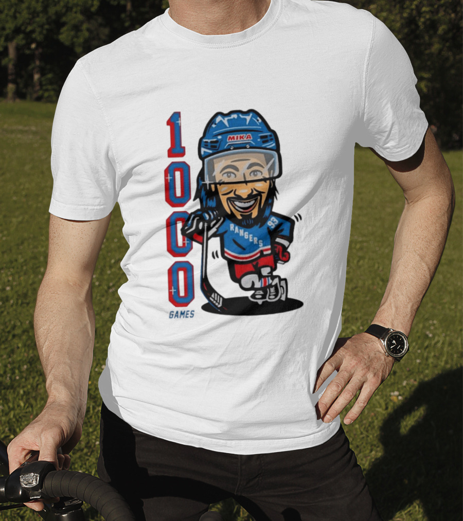 Mika Rangers 93 Hockey Player 1000 Games Celebration T-Shirt