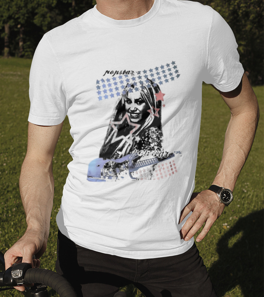 Miley Cyrus Hannah Montana Stars Guitar American Flag T-Shirt