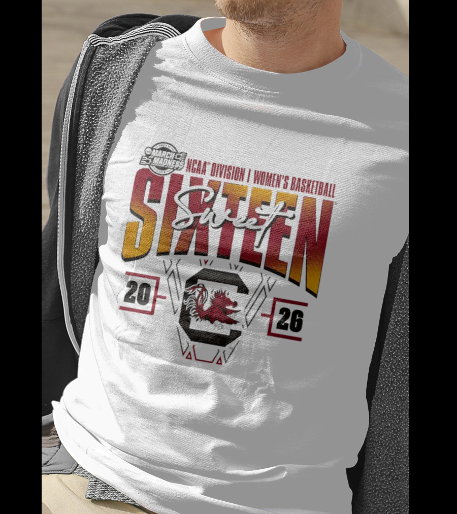 Sweet Sixteen South Carolina Gamecocks 2026 NCAA Women's Basketball March Madness Tournament T-Shirt