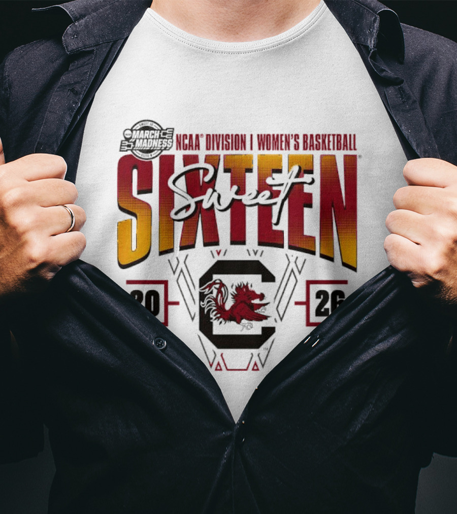 Sweet Sixteen South Carolina Gamecocks 2026 NCAA Women's Basketball March Madness Tournament T-Shirt