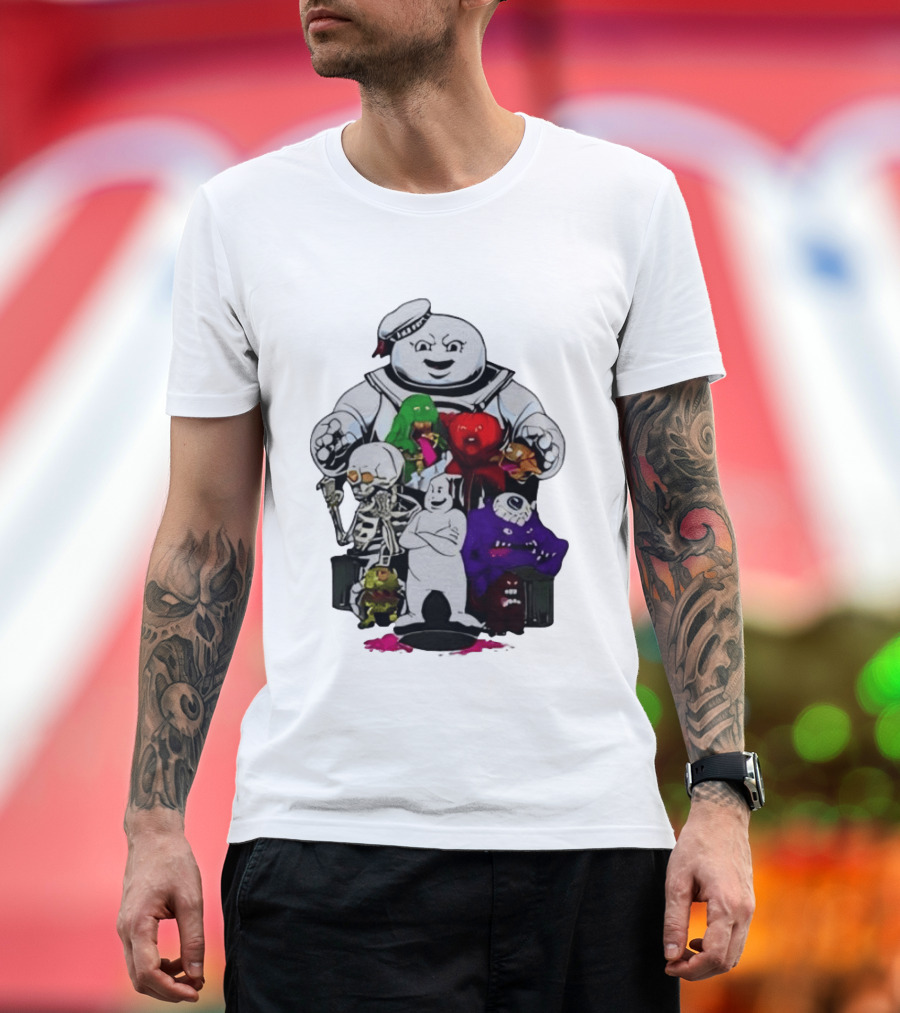 Stay Puft Marshmallow Man Ghostbusters Monster Group Characters T-Shirt