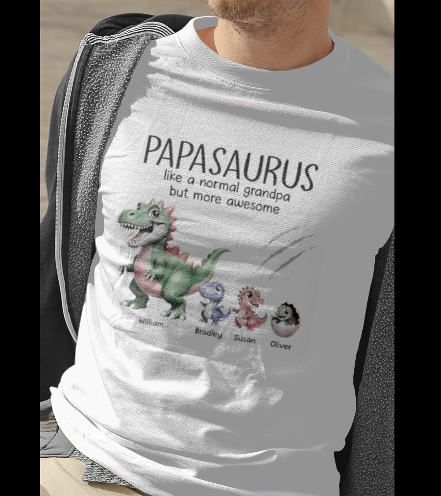 Papasaurus Like A Normal Grandpa More Awesome Dinosaur Family T-Shirt