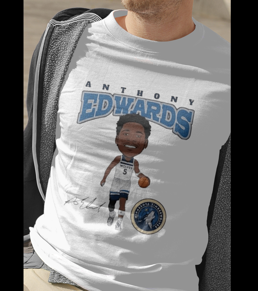 Anthony Edwards Wolves 5 Minnesota Timberwolves Basketball Player T-Shirt