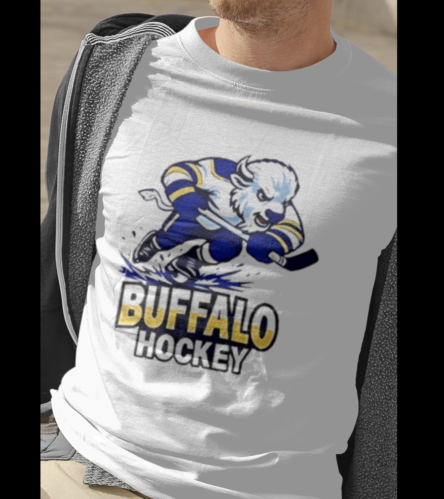 Buffalo Hockey Charging Bison Dynamic Action Sports Team Gear T-Shirt