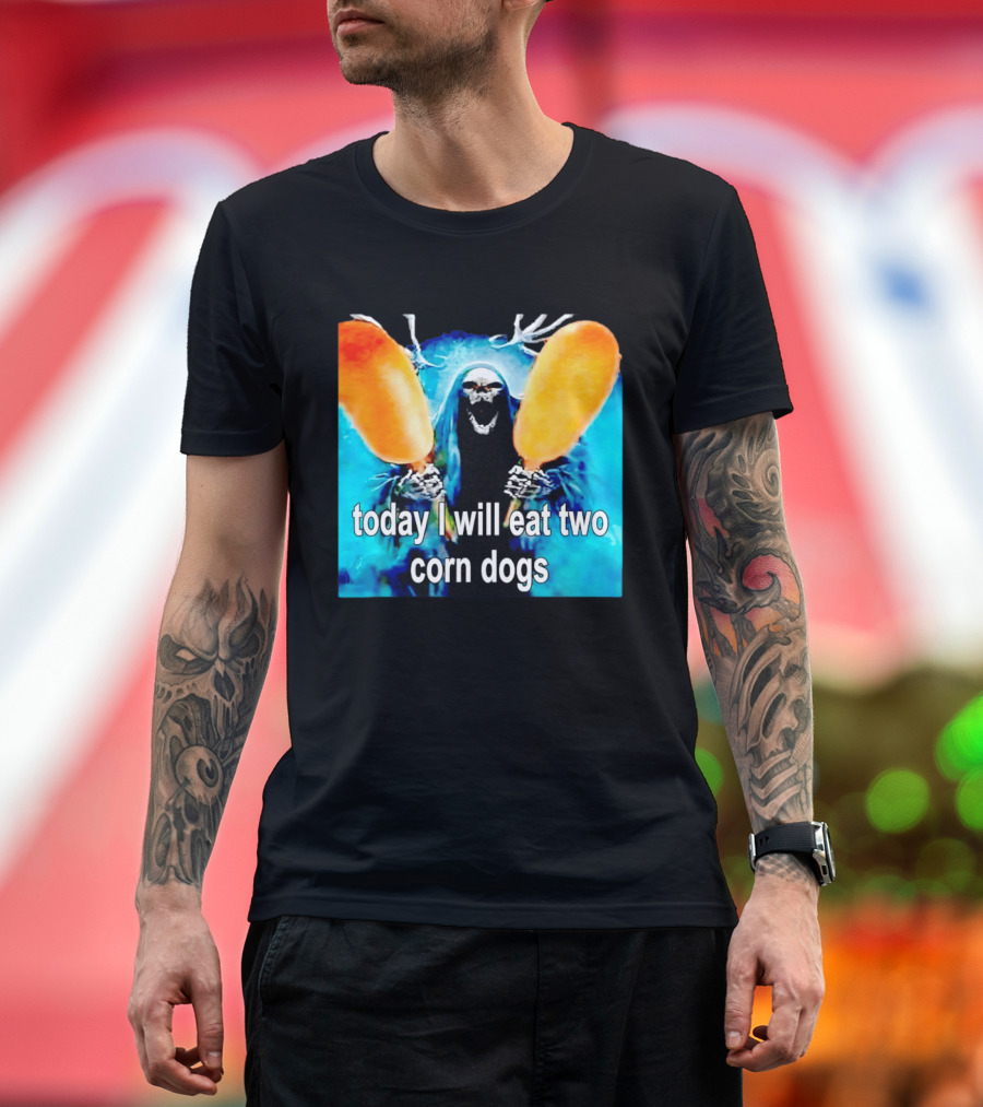 Grim Reaper Eating Two Corn Dogs Paranormal Humor Today I Will Eat T-Shirt