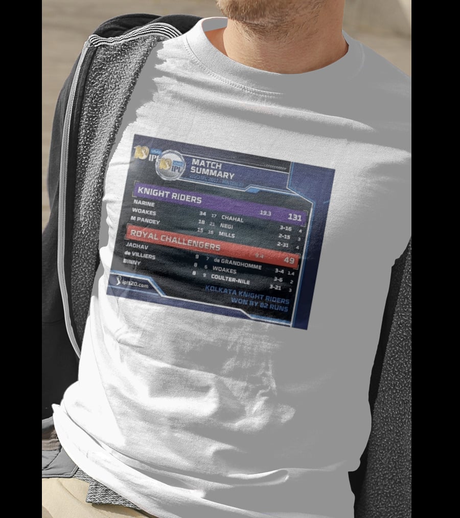 Knight Riders VS Royal Challengers VIVO IPL 2017 Match Summary 27 Victory 82 Runs T-Shirt
