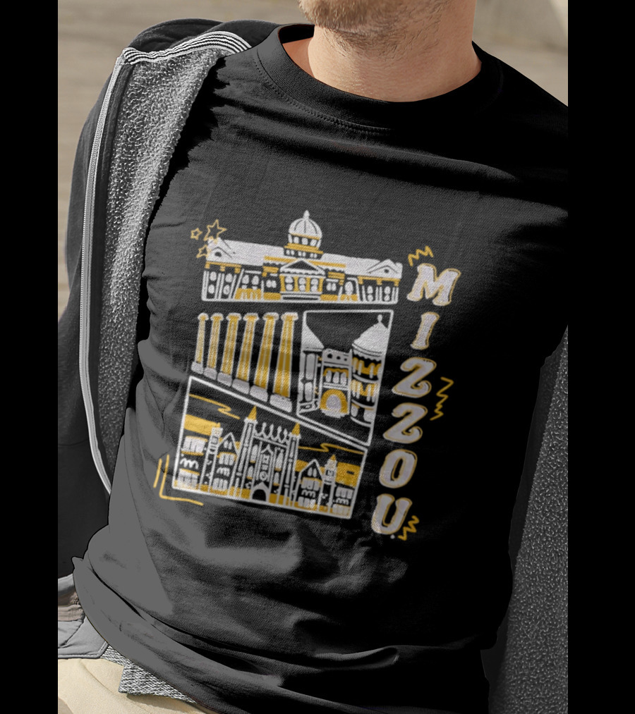 Mizzou University Of Missouri Iconic Columns Campus Architecture Sketch T-Shirt