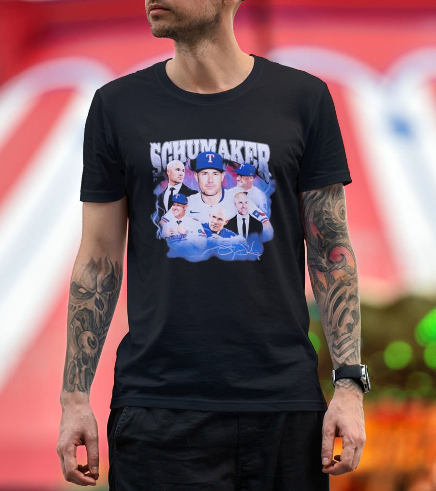Rangers Schumaker Montage Baseball T-Shirt