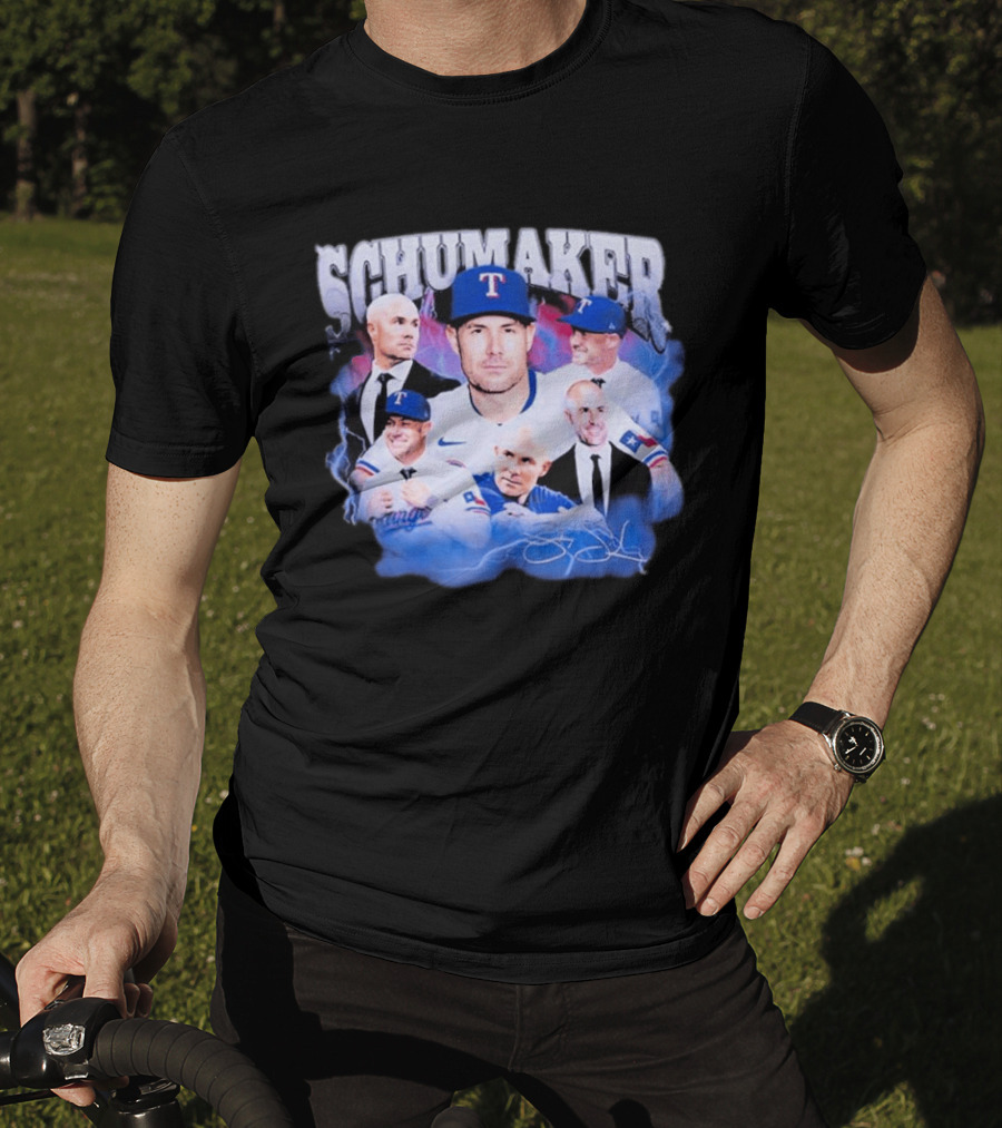 Rangers Schumaker Montage Baseball T-Shirt