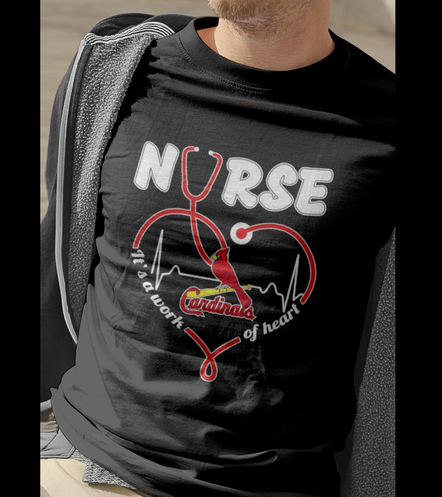 St. Louis Cardinals Nurse Heart Stethoscope Baseball Fan T-Shirt