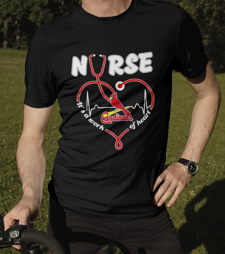 St. Louis Cardinals Nurse Heart Stethoscope Baseball Fan T-Shirt