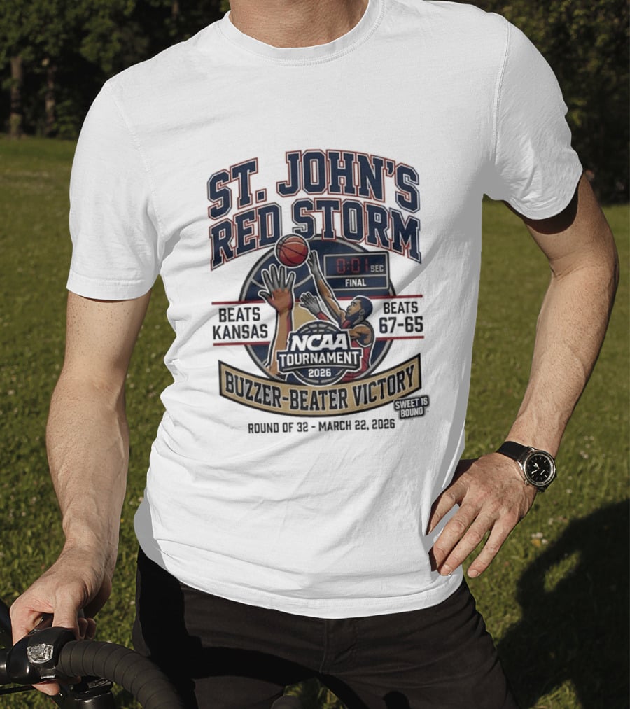 St. John's Red Storm Buzzer Beater Victory Over Kansas NCAA Tournament 2026 T-Shirt