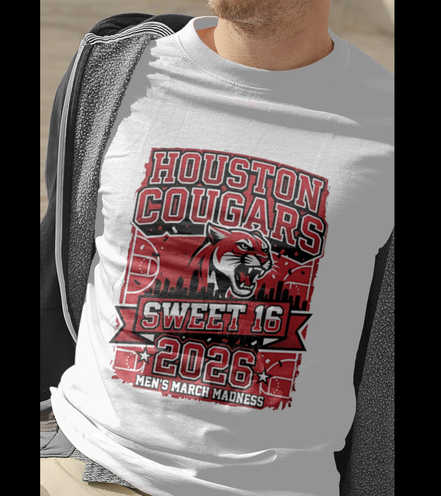 Houston Cougars 2026 NCAA Sweet 16 March Madness City Skyline T-Shirt