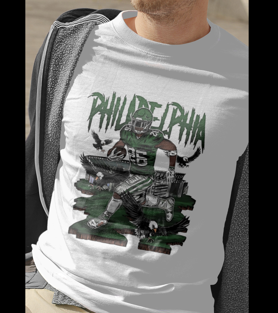 Philadelphia Eagles Running Back With Eagles T-Shirt