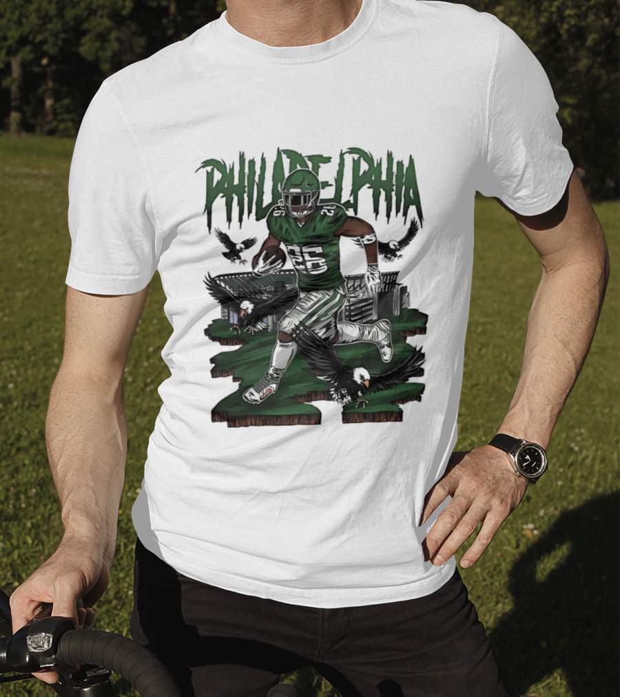 Philadelphia Eagles Running Back With Eagles T-Shirt