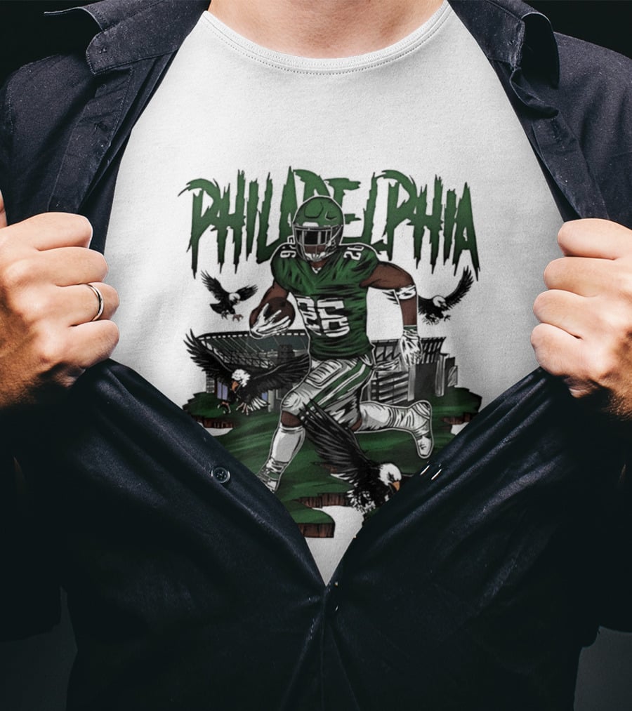 Philadelphia Eagles Running Back With Eagles T-Shirt