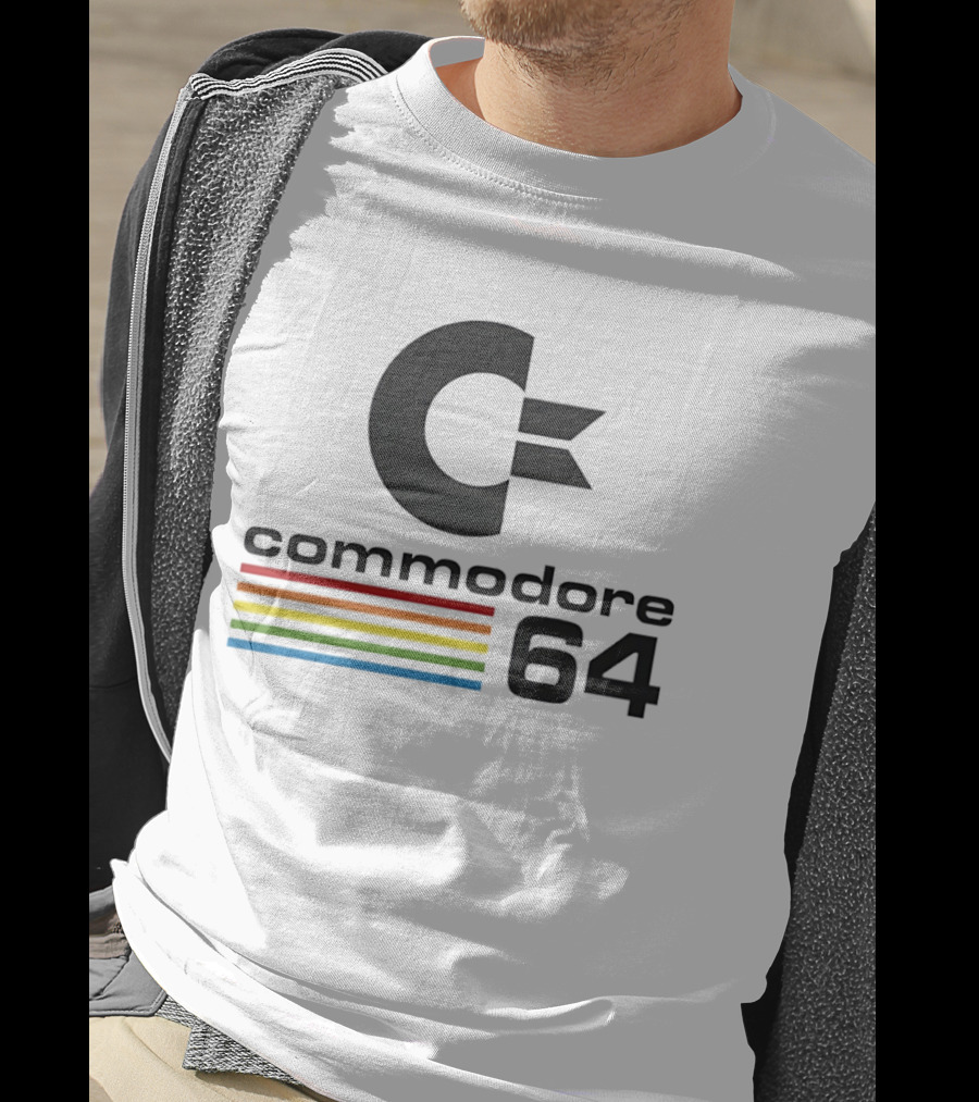 Commodore 64 Retro Computer Logo With Rainbow Stripes T-Shirt