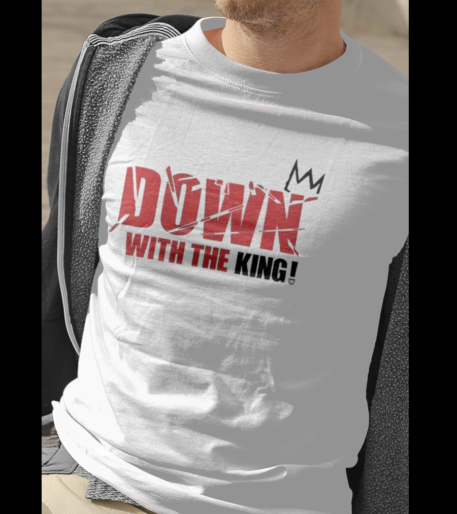 Down With The King Bold Red Text And Stylized Crown T-Shirt