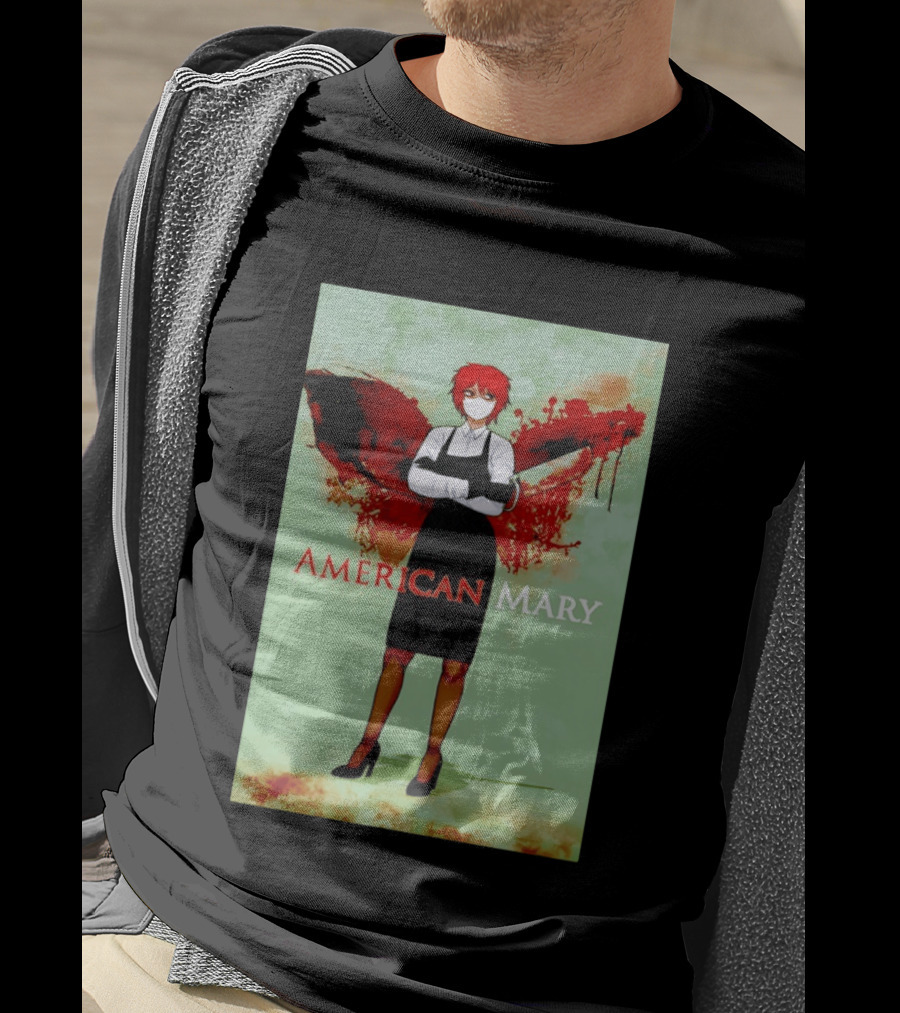 American Mary Mason Bloody Horror Art With Mask And Knife T-Shirt
