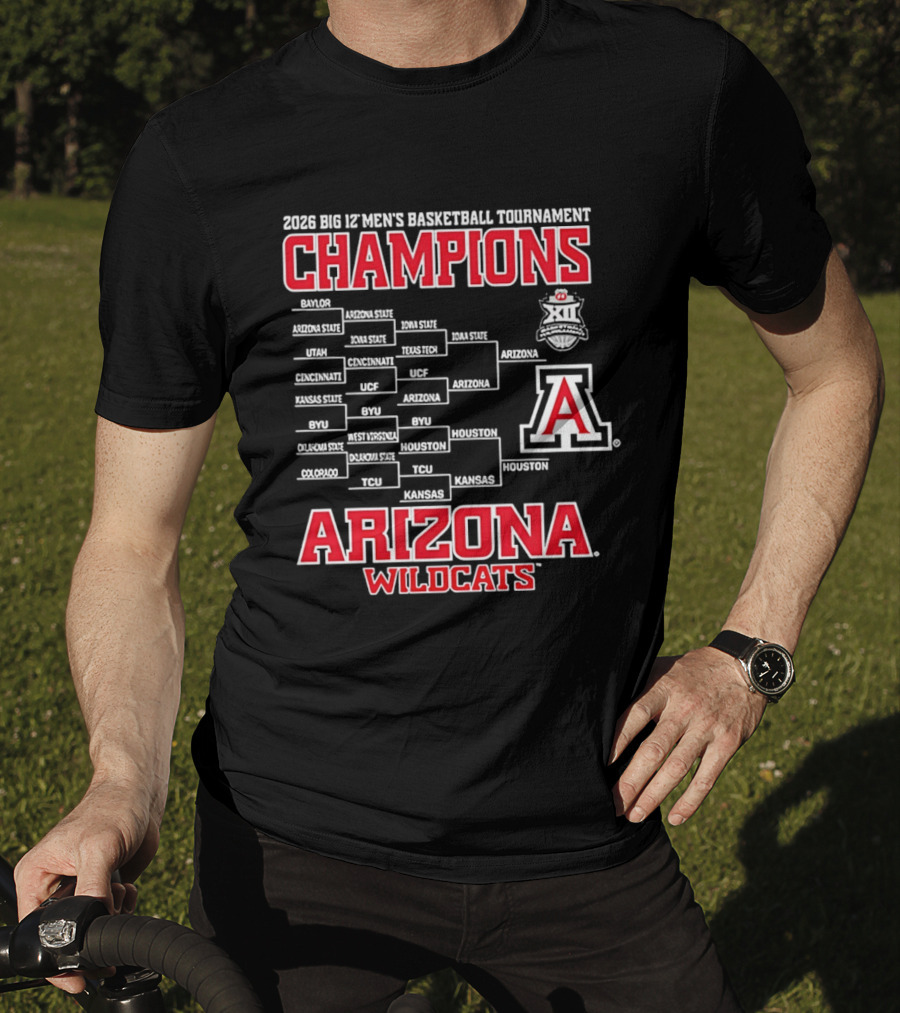 2026 Big 12 Men's Basketball Tournament Champions Arizona Wildcats Bracket T-Shirt