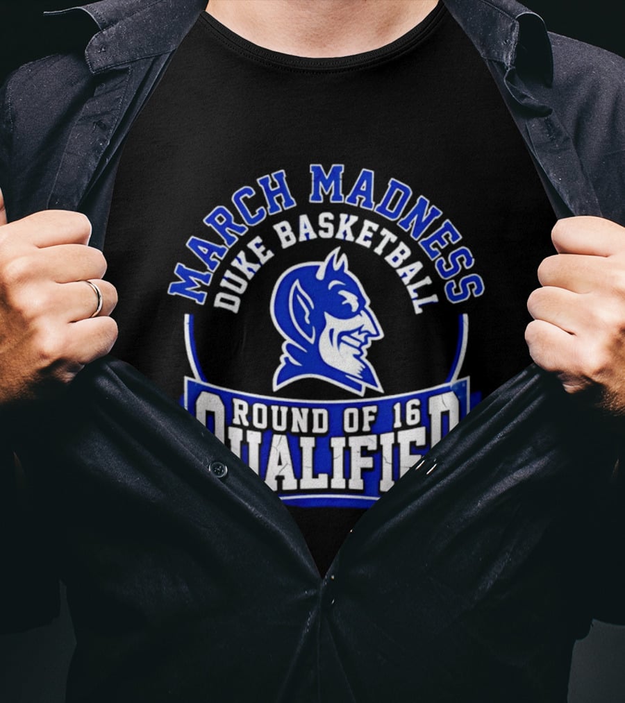 Duke Blue Devils 2026 March Madness Basketball Round Of 16 Qualified T-Shirt
