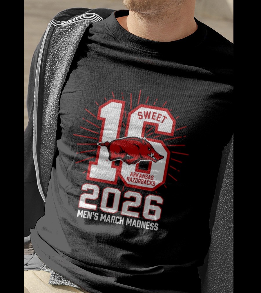 Arkansas Razorbacks Sweet 16 2026 Men's March Madness T-Shirt
