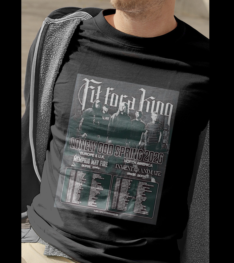 Fit For A King Lonely God Spring 2026 Tour Europe UK North America Memphis May Fire Invent Animate T-Shirt