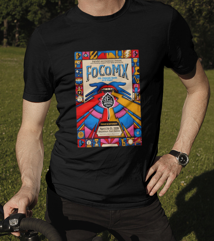 FoCoMX 450 Colorado Bands April 24 25 2026 Downtown Fort Collins Odell Brewing Co T-Shirt