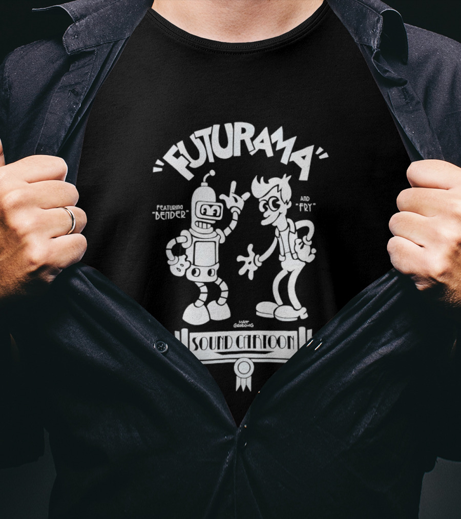 Futurama Featuring Bender And Fry Sound O Vision Cartoon T-Shirt