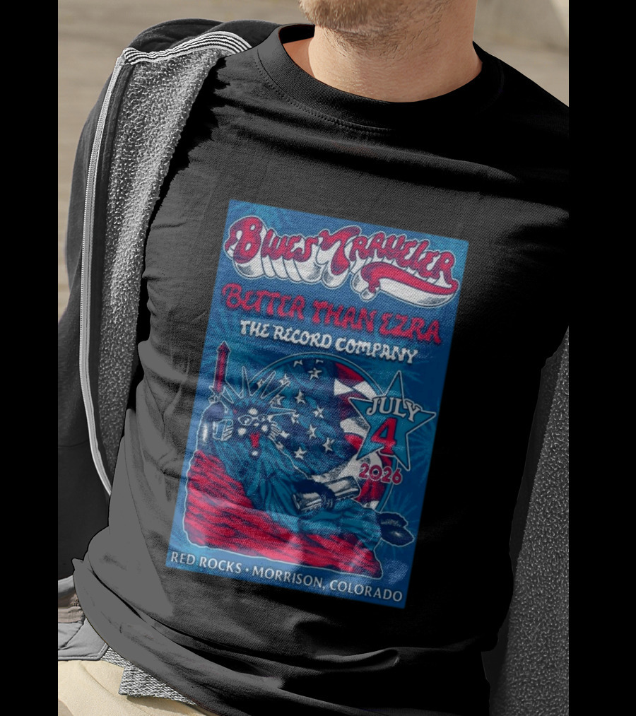 Blues Traveler Better Than Ezra The Record Company July 4 2026 Red Rocks Morrison Colorado T-Shirt