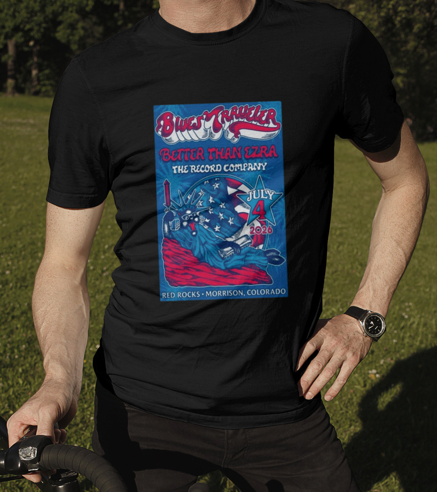 Blues Traveler Better Than Ezra The Record Company July 4 2026 Red Rocks Morrison Colorado T-Shirt