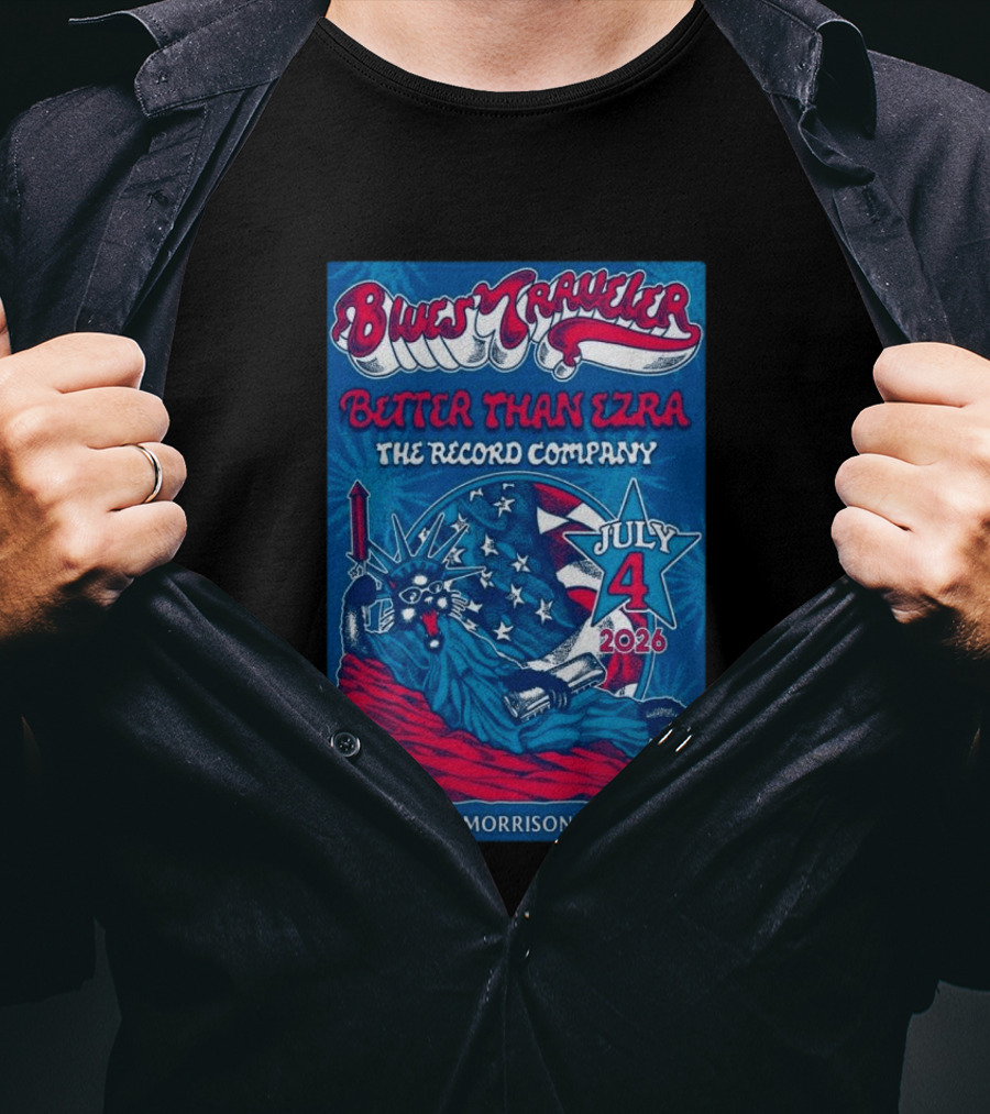 Blues Traveler Better Than Ezra The Record Company July 4 2026 Red Rocks Morrison Colorado T-Shirt