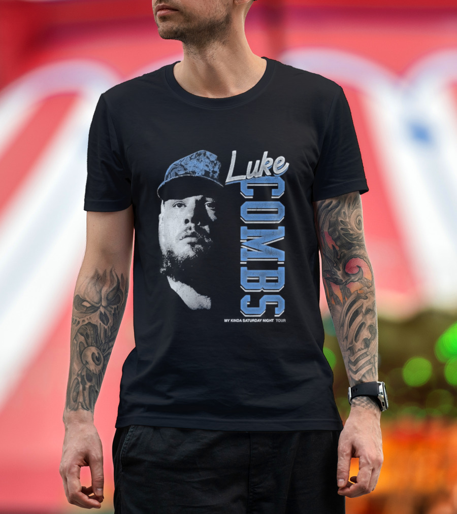 Luke Combs My Kinda Saturday Night Tour Hat And Bearded Face T-Shirt
