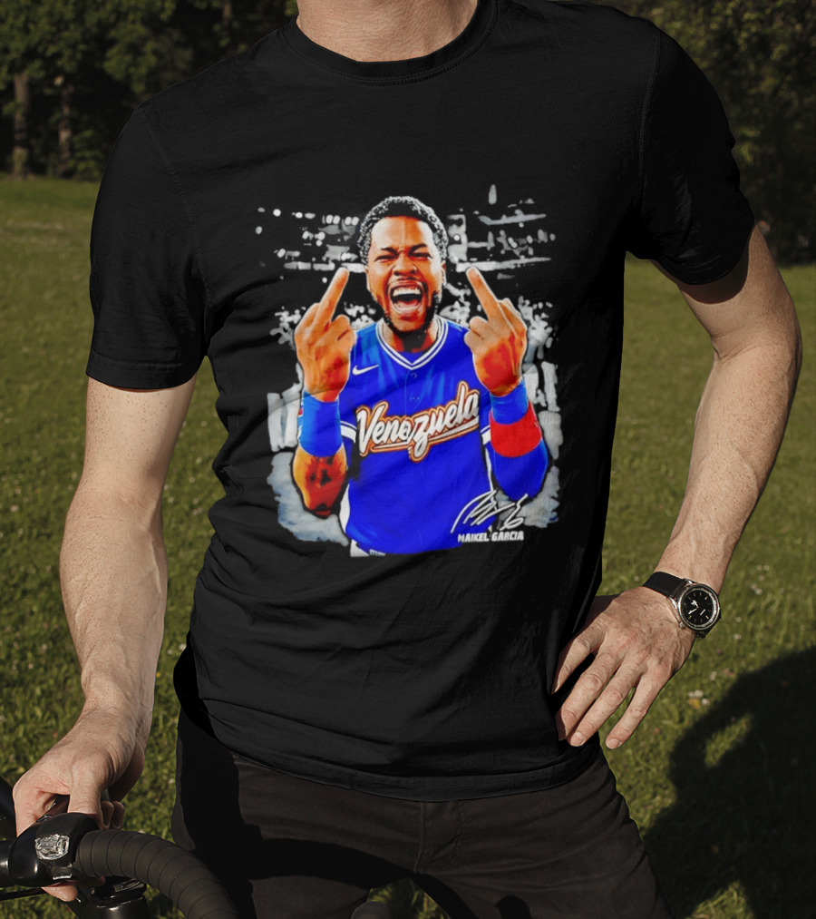 Maikel Garcia Venezuela 2026 MVP Middle Finger Baseball Team T-Shirt