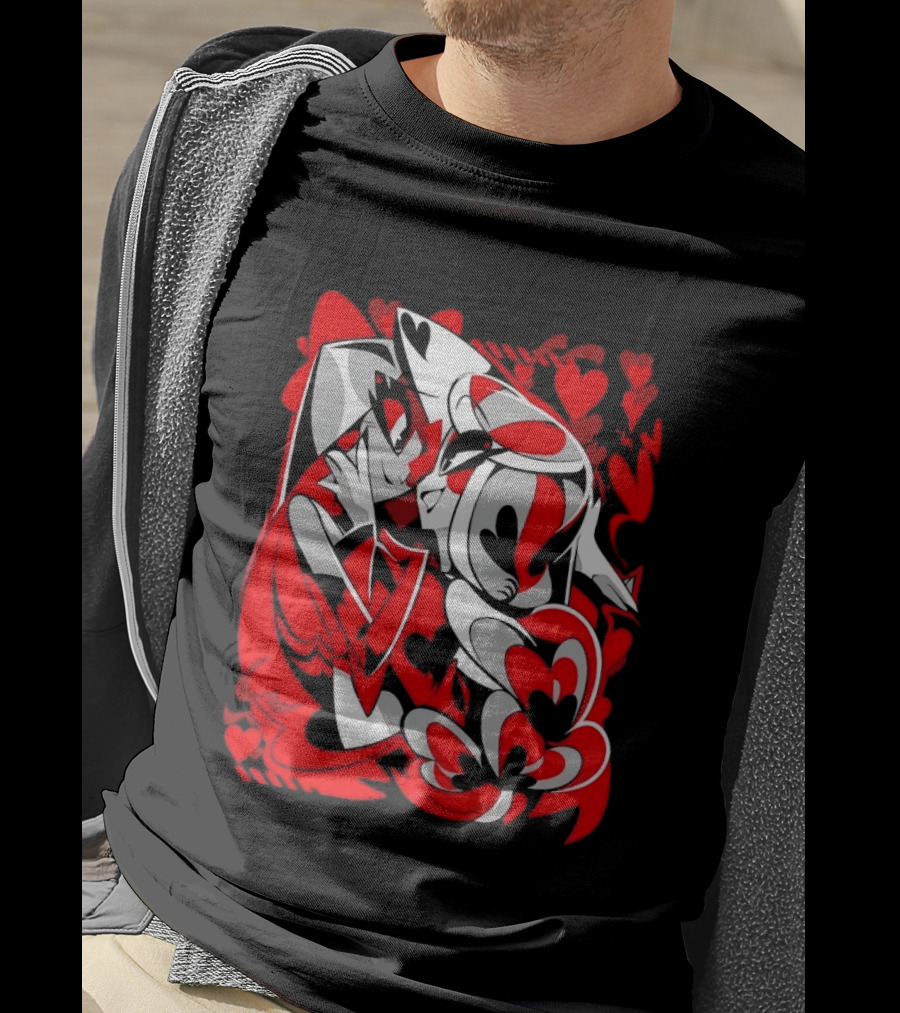 Charlie Morningstar Vaggie Hazbin Hotel Hearts T-Shirt