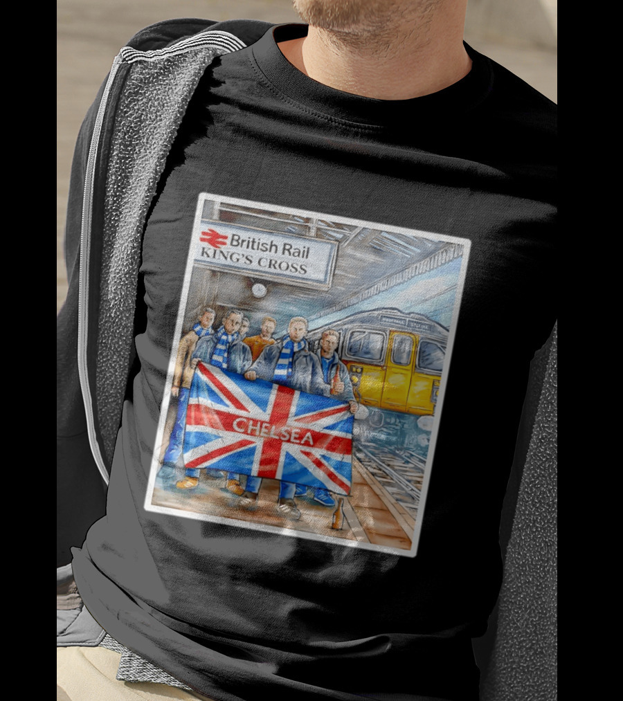 British Rail King's Cross Chelsea Flag Football Fans T-Shirt