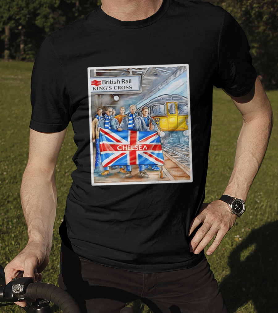 British Rail King's Cross Chelsea Flag Football Fans T-Shirt