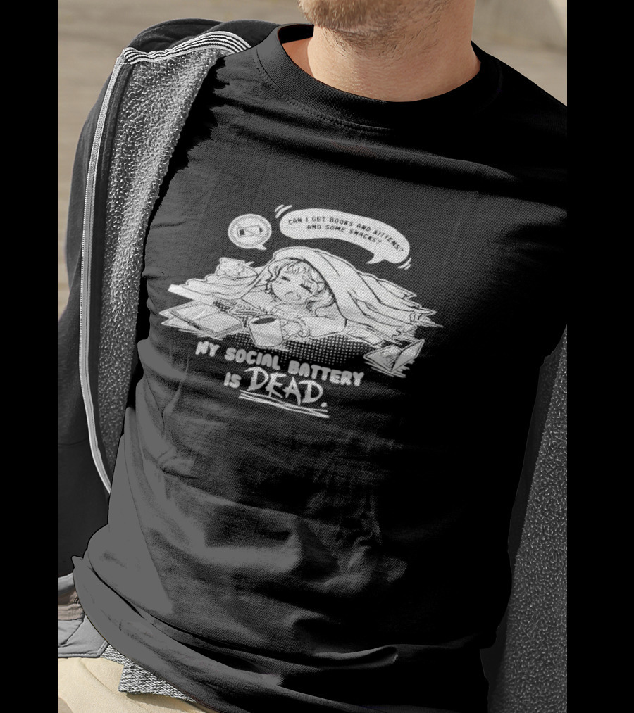 My Social Battery Is Dead Exhausted Comic Style Pop Art Naptime T-Shirt